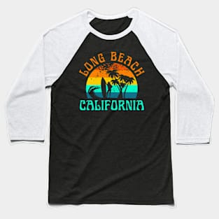 Long Beach California Surf Summer Vacation Girl Vintage Pullover Hoodie Baseball T-Shirt